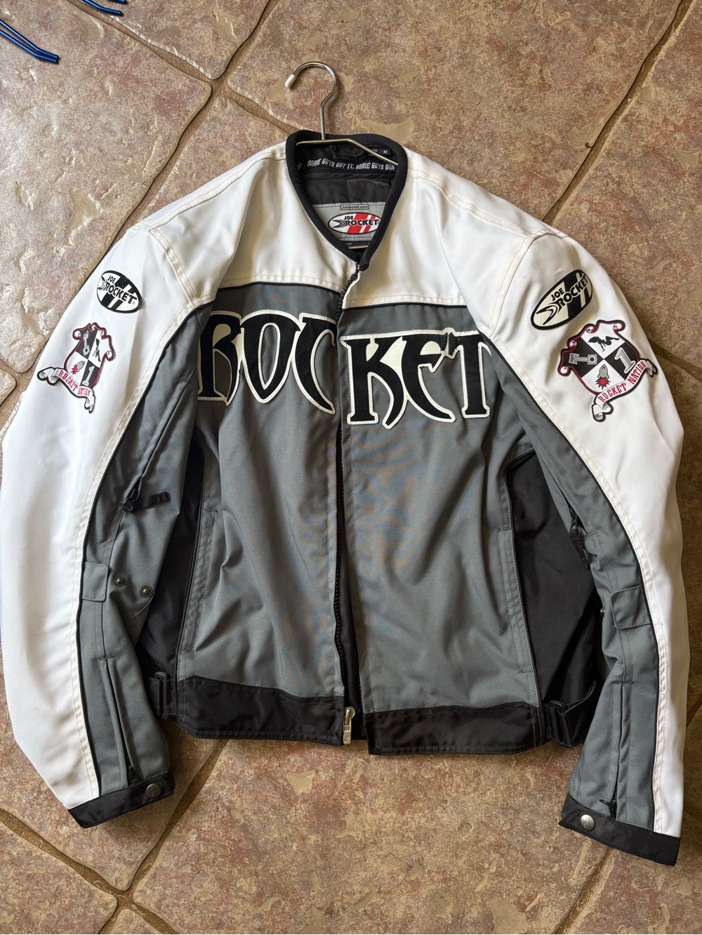 Joe Rocket Gray and White Textile Motorcycle Jacket with Bold Logo